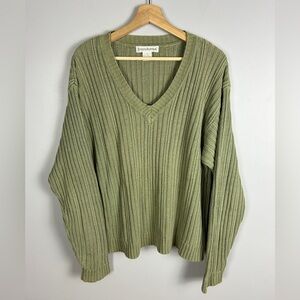 VINTAGE Banana Republic Ribbed V-Neck Sweater Men's Med Linen Cotton Grunge